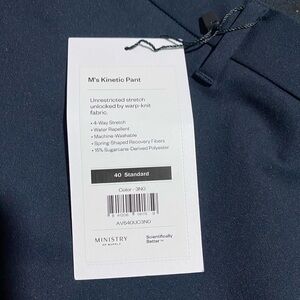 NWT Ministry of Supply Navy Kinetic Pants Sz 40